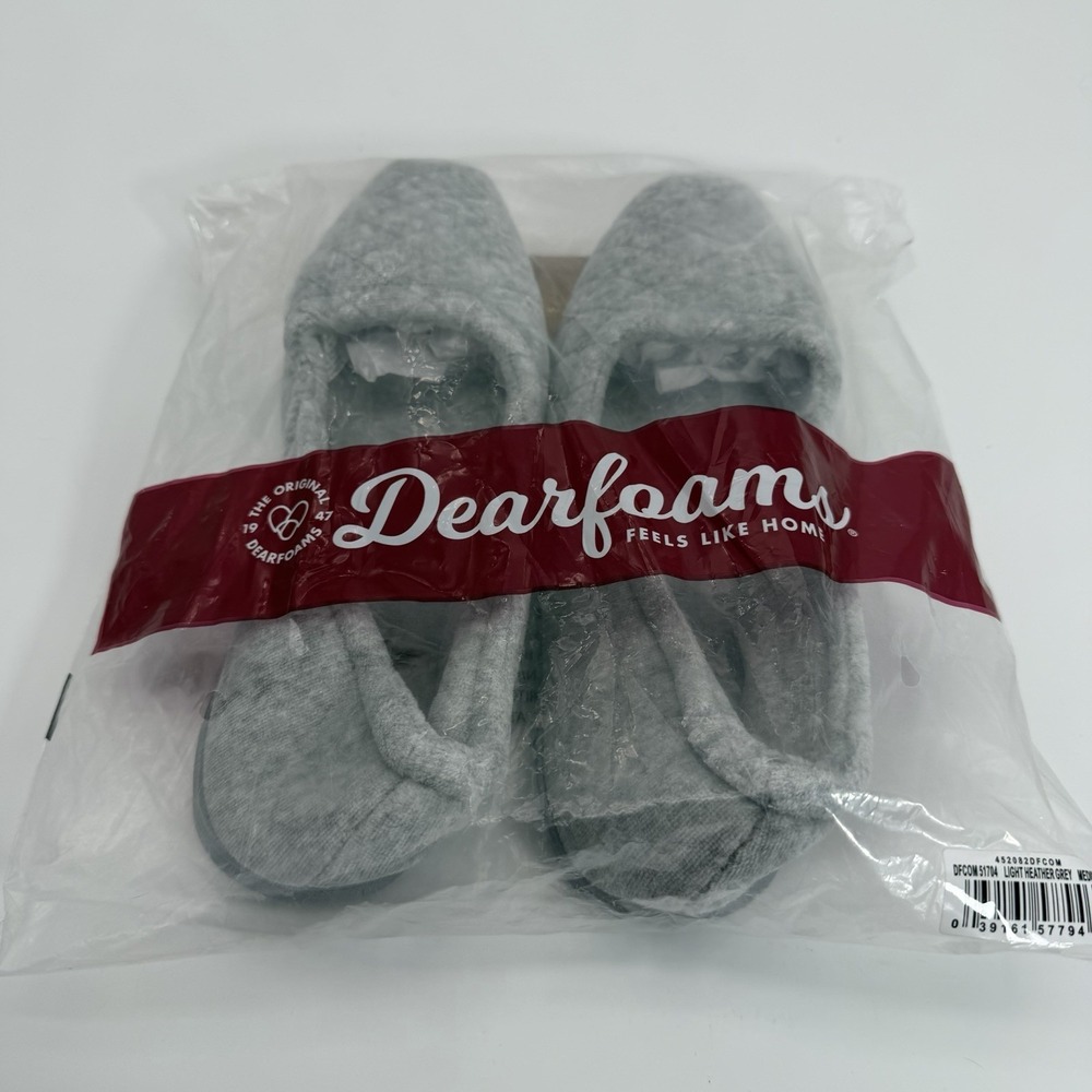 NEW Size Medium 7 8 Dearfoams Slipper Gray Grey  Women